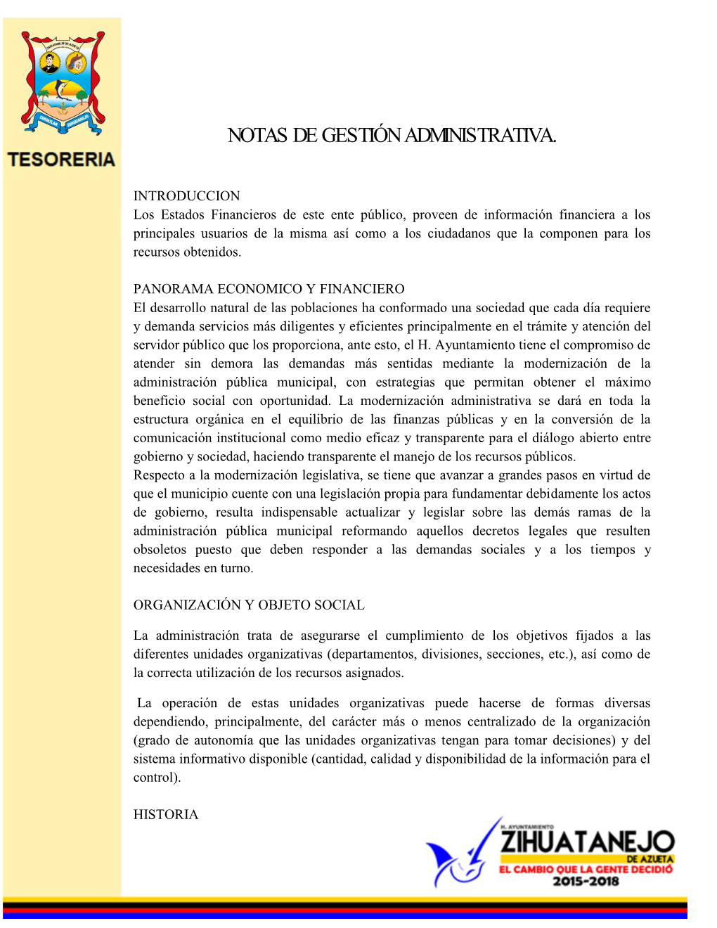 Notas De Gestión Administrativa