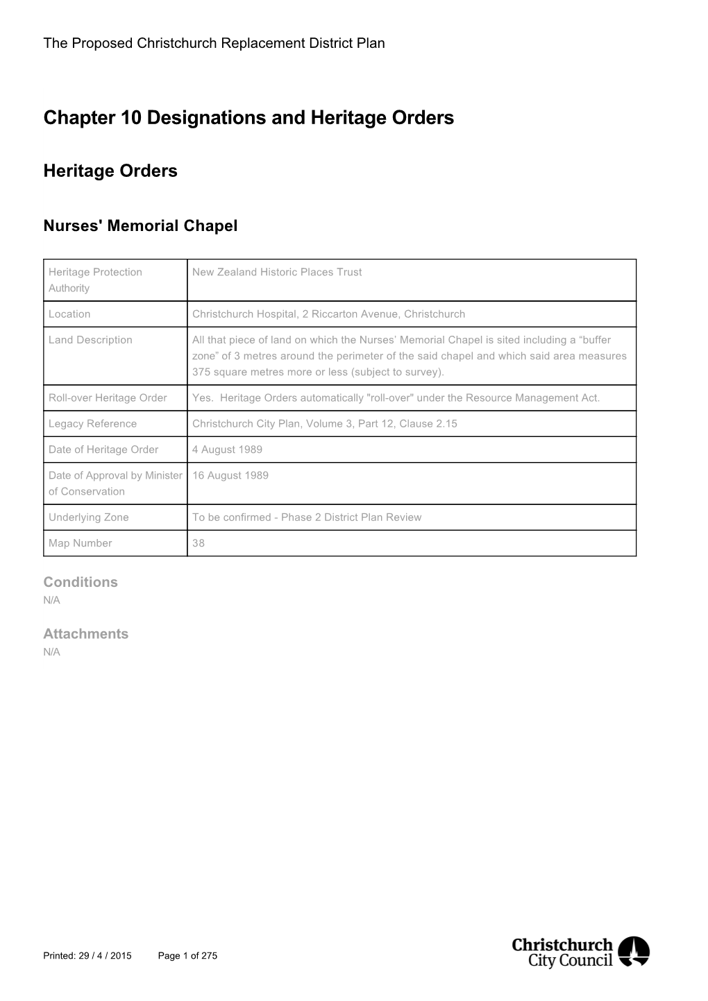 Chapter 10 Designations and Heritage Orders