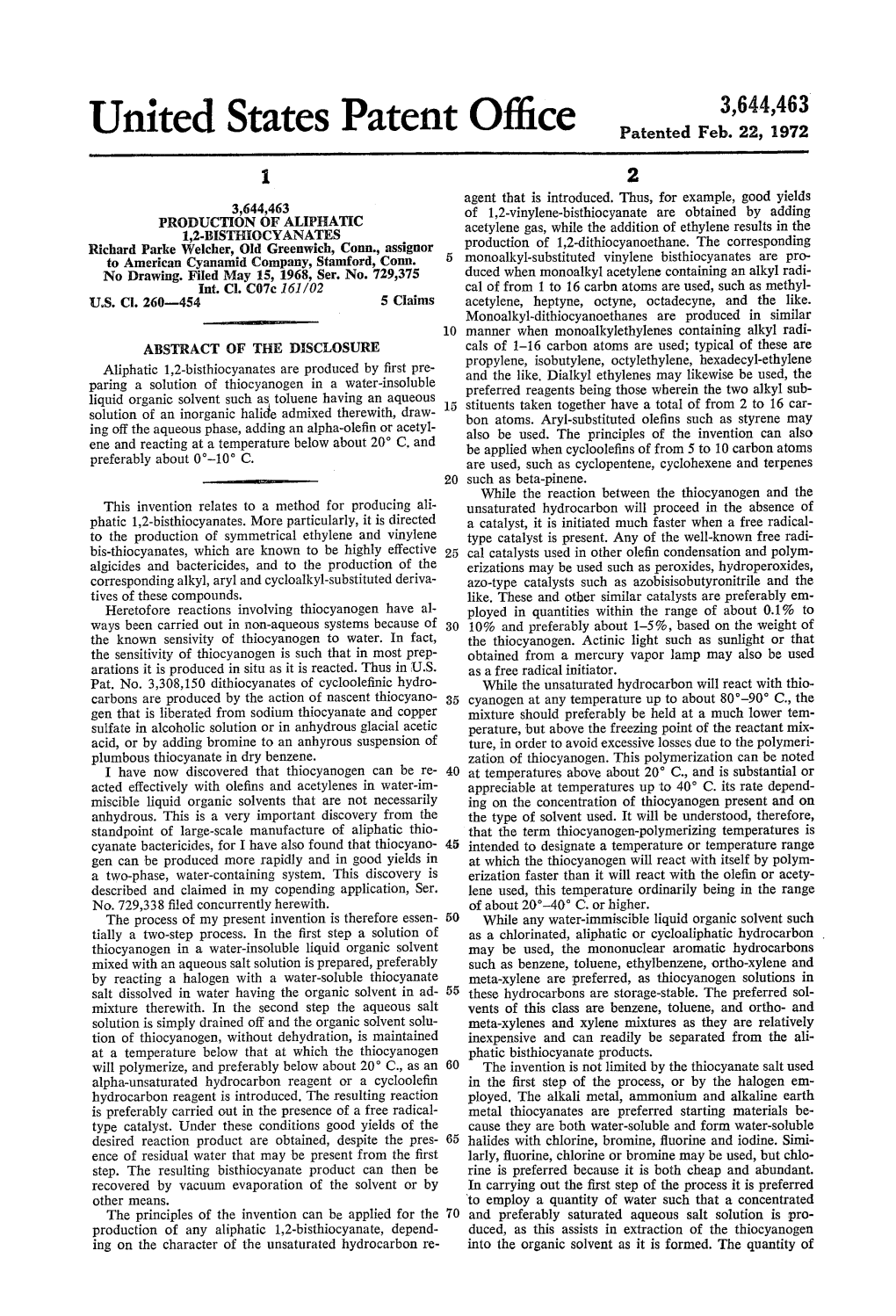 United States Patent Office Patented Feb