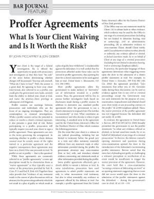 Proffer Agreements