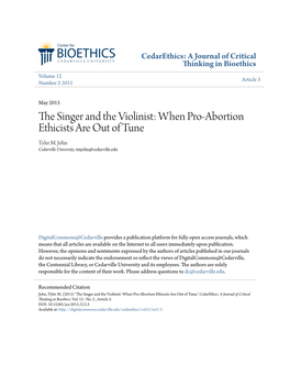 The Singer and the Violinist: When Pro-Abortion Ethicists Are out of Tune