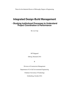 Integrated Design-Build Management
