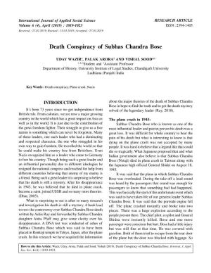 Death Conspiracy of Subhas Chandra Bose