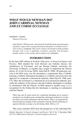 John Cardinal Newman and Ex Corde Ecclesiae
