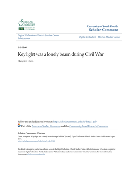 Key Light Was a Lonely Beam During Civil War Hampton Dunn