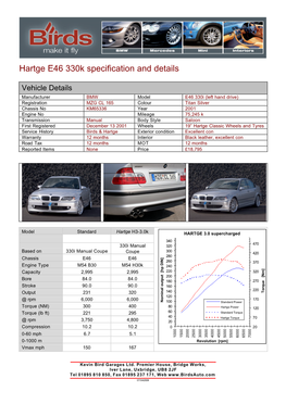 Hartge E46 330K Specification and Details