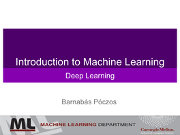 Introduction to Machine Learning Deep Learning