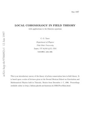 Local Cohomology in Field Theory (With Applications to the Einstein