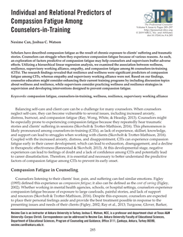 Individual and Relational Predictors of Compassion Fatigue Among