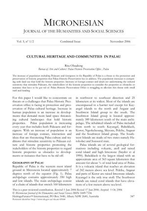 Heritage and Communities in Palau