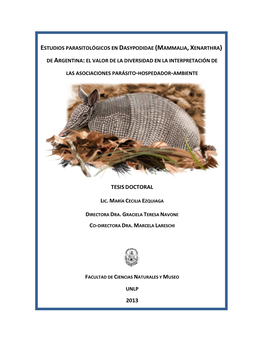 Estudios Parasitológicos En Dasypodidae (Mammalia, Xenarthra)