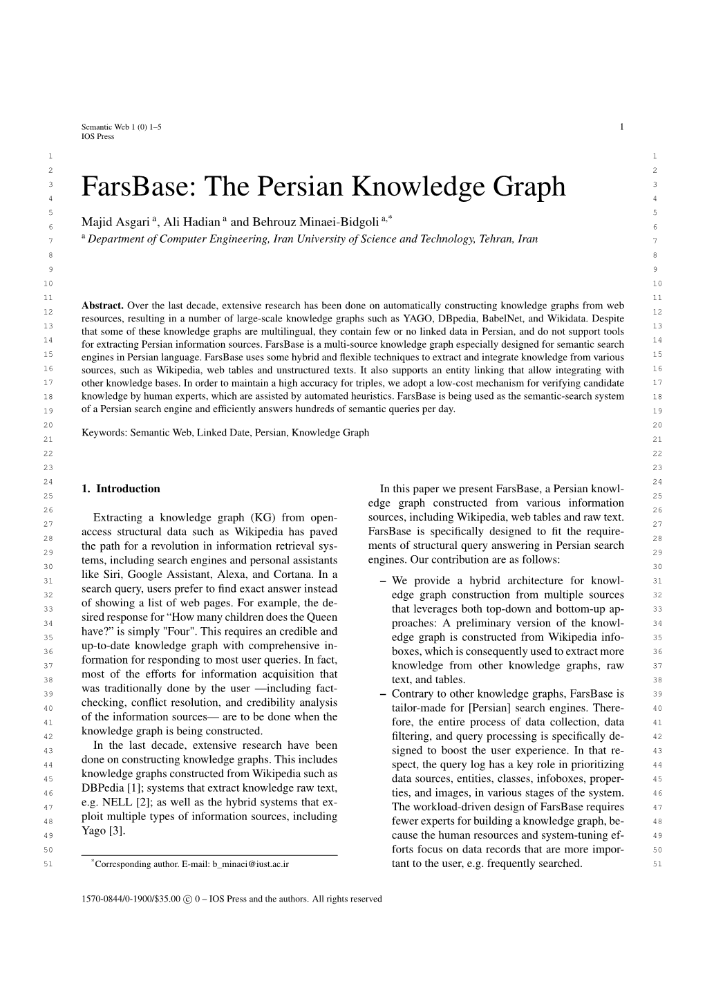 Farsbase: the Persian Knowledge Graph