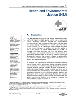 Health and Environmental Justice (HEJ)