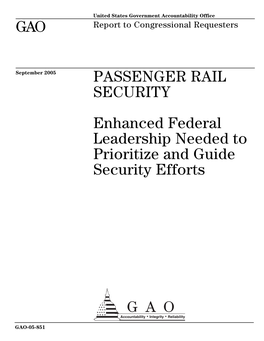 GAO-05-851 Passenger Rail Security