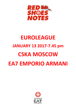 Euroleague Cska Moscow Ea7 Emporio