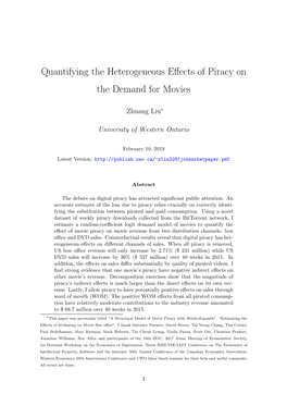 Quantifying the Heterogeneous Effects of Piracy on the Demand for Movies
