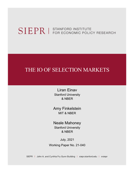 The Io of Selection Markets