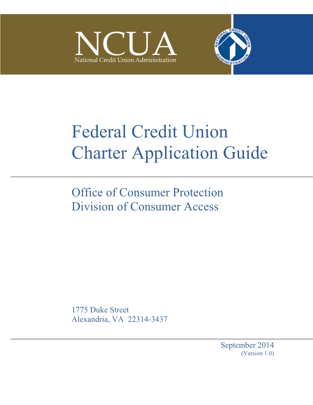 Federal Credit Union Charter Application Guide