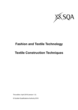 Fashion and Textile Technology Textile Construction Techniques
