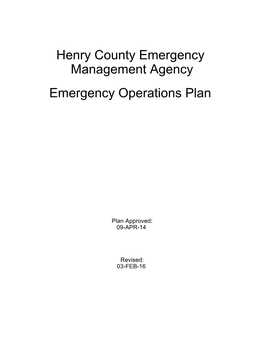 Henry County Emergency Management Agency Emergency Operations Plan