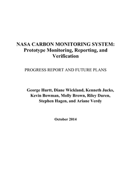 NASA Carbon Monitoring System Prototype Monitoring, Reporting