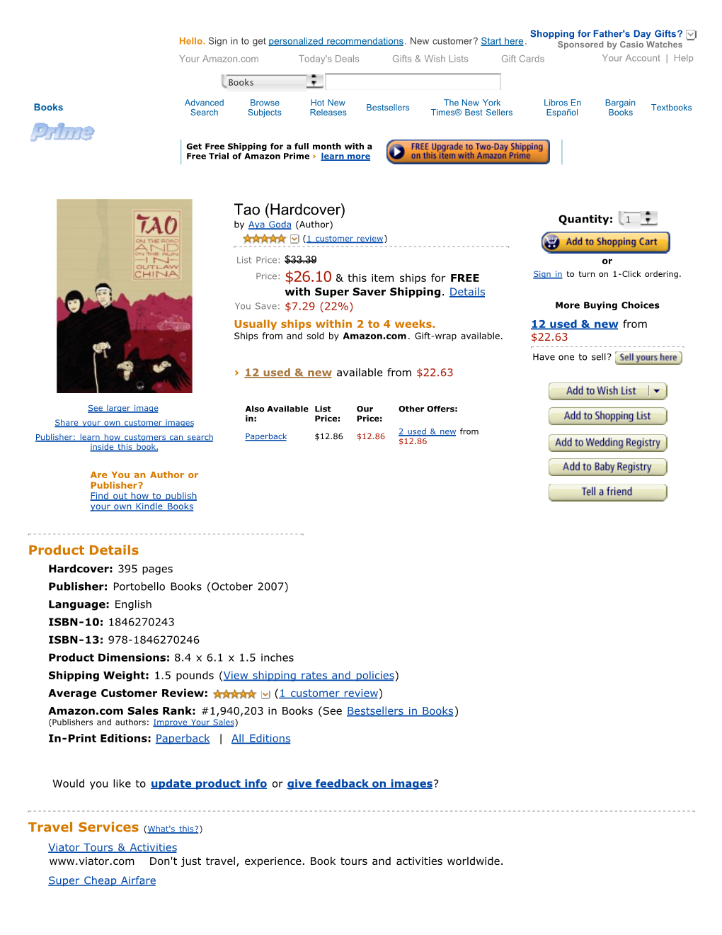 Tao (Hardcover) Quantity: 1 by Aya Goda (Author) (1 Customer Review)