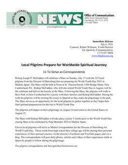Local Pilgrims Prepare for Worldwide Spiritual Journey