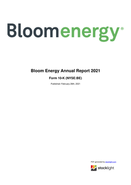 Bloom Energy Annual Report 2021