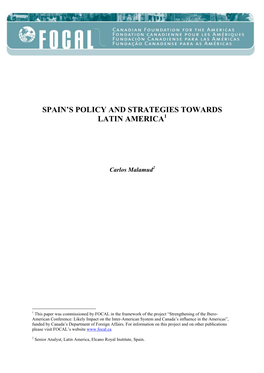 Spain's Policy and Strategies Towards Latin America