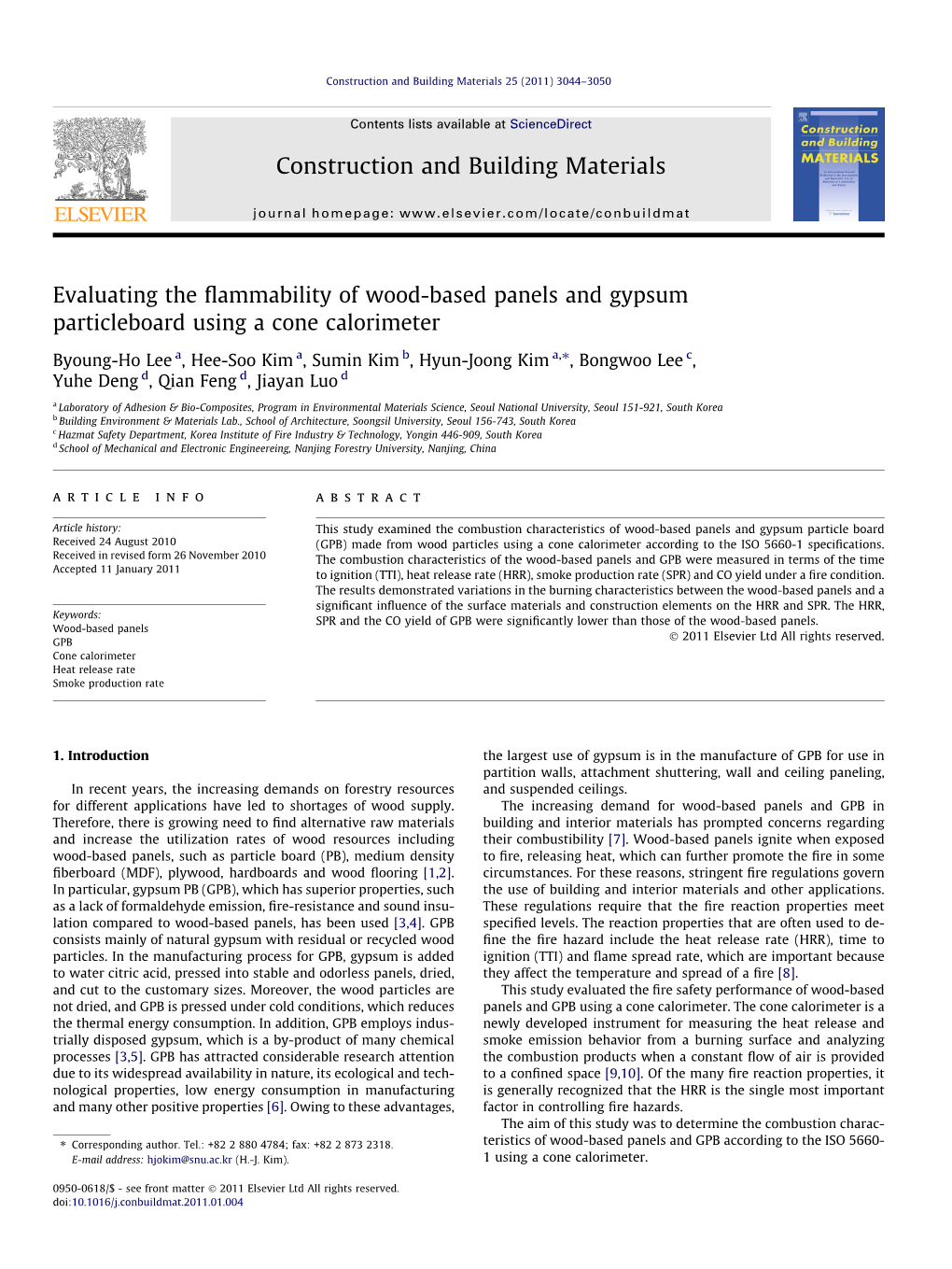 Evaluating the Flammability of Wood-Based Panels and Gypsum