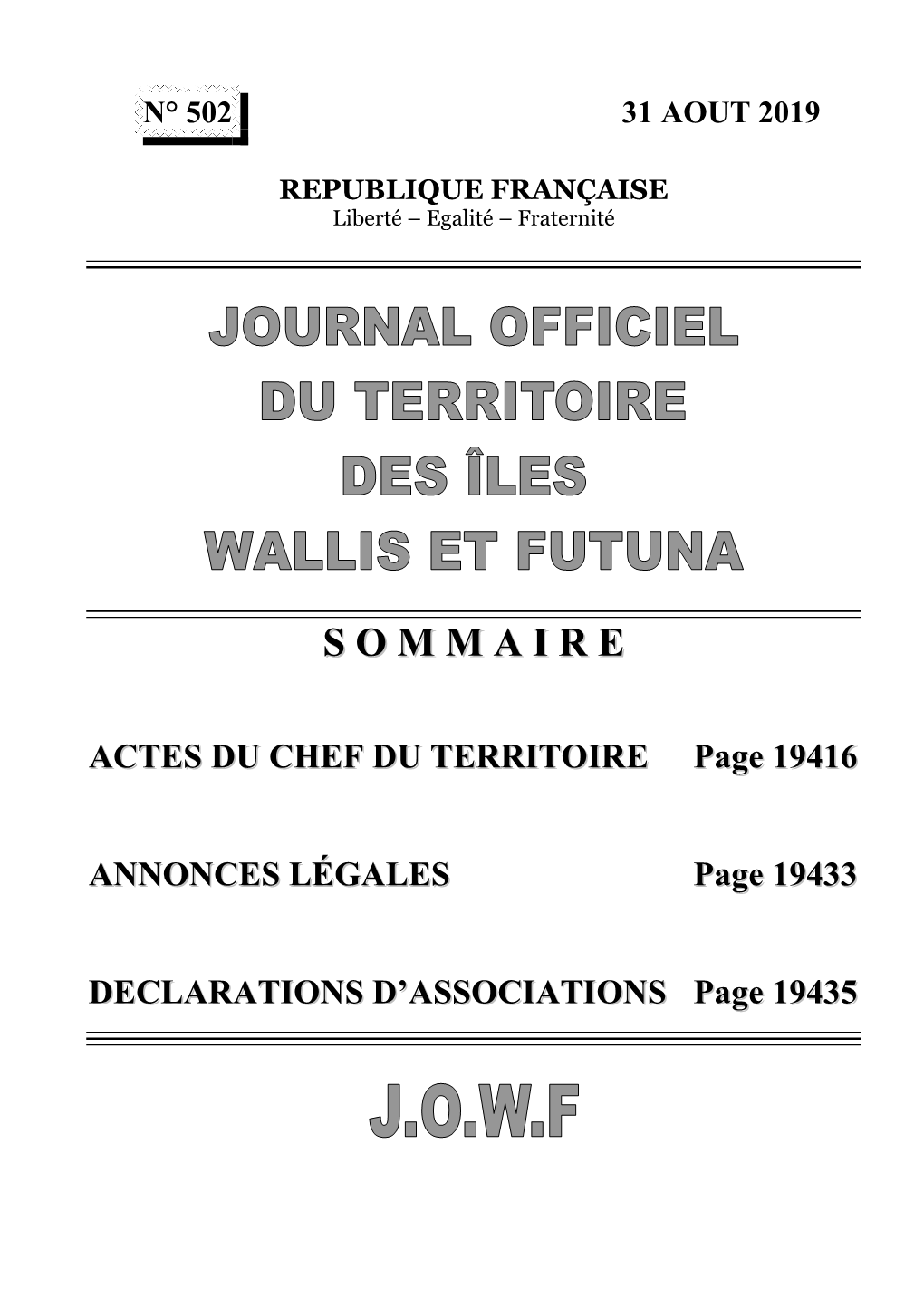 JOWF N° 502 Du 31 AOUT 2019.Pdf