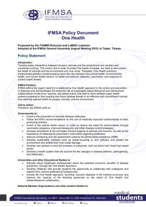 IFMSA Policy Document One Health