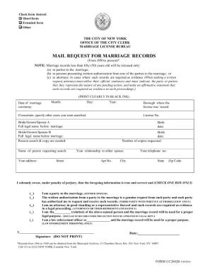 Mail Request for Marriage Records