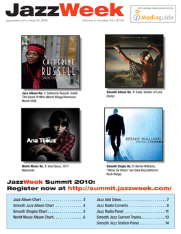 Jazzweek with Airplay Data Powered by Jazzweek.Com • May 10, 2010 Volume 6, Number 24 • $7.95