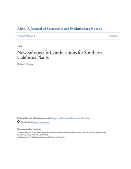 New Subspecific Combinations for Southern California Plants