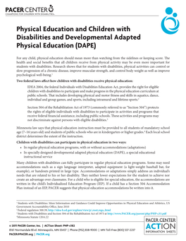 Physical Education and Children with Disabilities and Developmental Adapted Physical Education (DAPE)