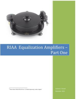 RIAA Equalization Amplifiers – Part One
