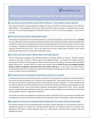 Obtaining a Biocide Registration for an Advanced Material