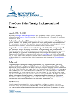 The Open Skies Treaty: Background and Issues
