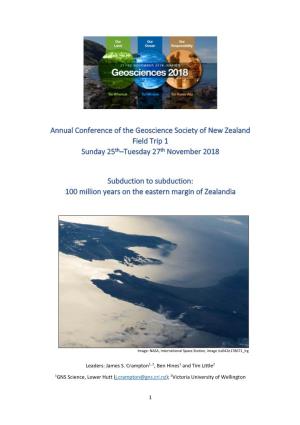 Annual Conference of the Geoscience Society of New Zealand Field Trip 1 Sunday 25Th–Tuesday 27Th November 2018