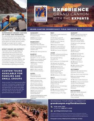 Grand Canyon Conservancy Field Institute 2020 Classes