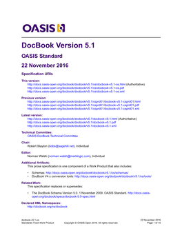 Docbook Version 5.1 OASIS Standard 22 November 2016