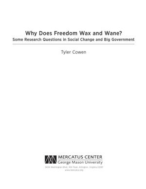 Why Does Freedom Wax and Wane? Some Research Questions in Social Change and Big Government