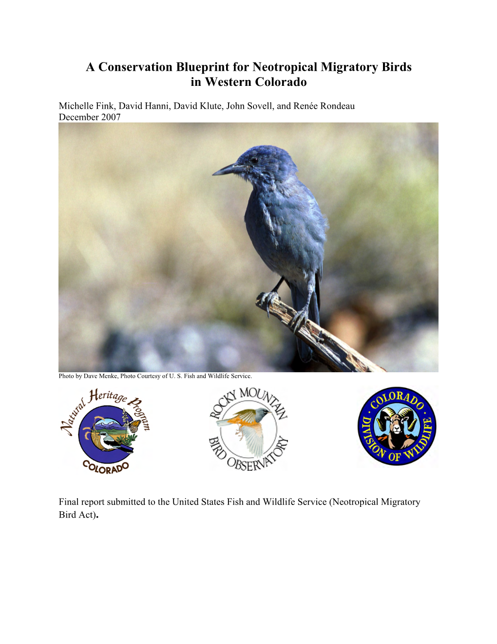 A Conservation Blueprint for Neotropical Migratory Birds in Western Colorado