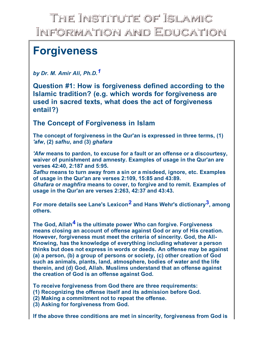 Forgiveness in Islam