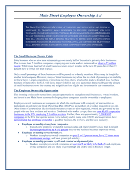 Download the Main Street Employee Ownership Act Summary