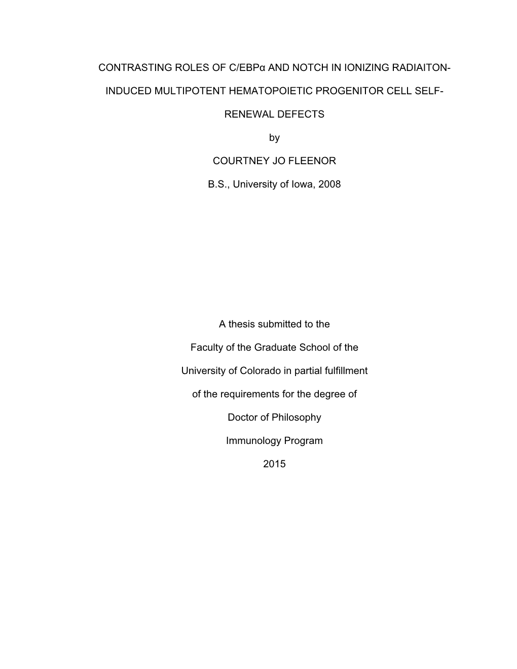 Induced Multipotent Hematopoietic Progenitor Cell Self