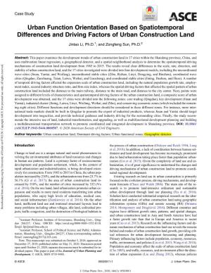 Urban Function Orientation Based on Spatiotemporal Differences and Driving Factors of Urban Construction Land