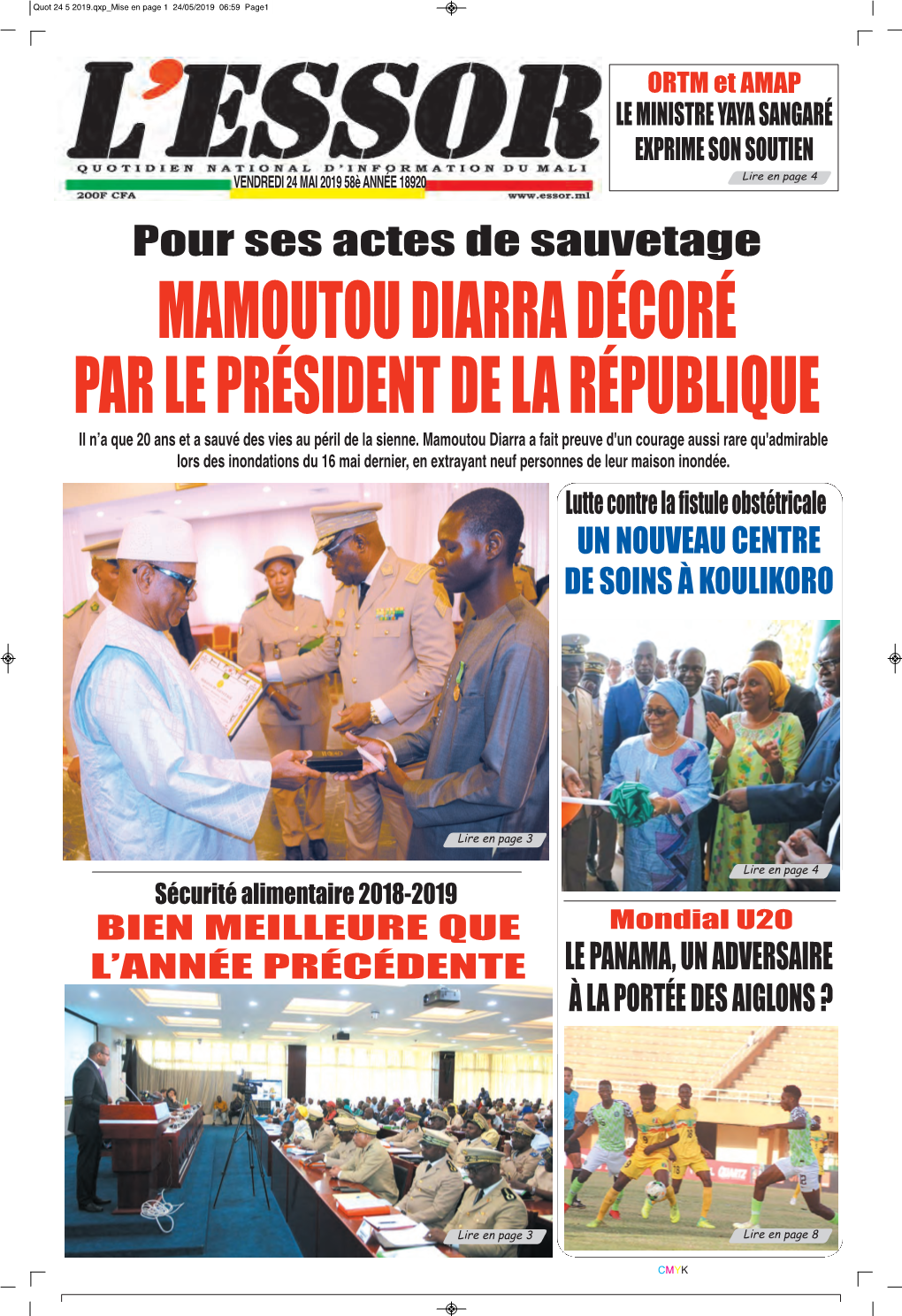 Pour Ses Actes De Sauvetage MAMOUTOU DIARRA Décoré PAR LE Président DE LA République Il N’A Que 20 Ans Et a Sauvé Des Vies Au Péril De La Sienne