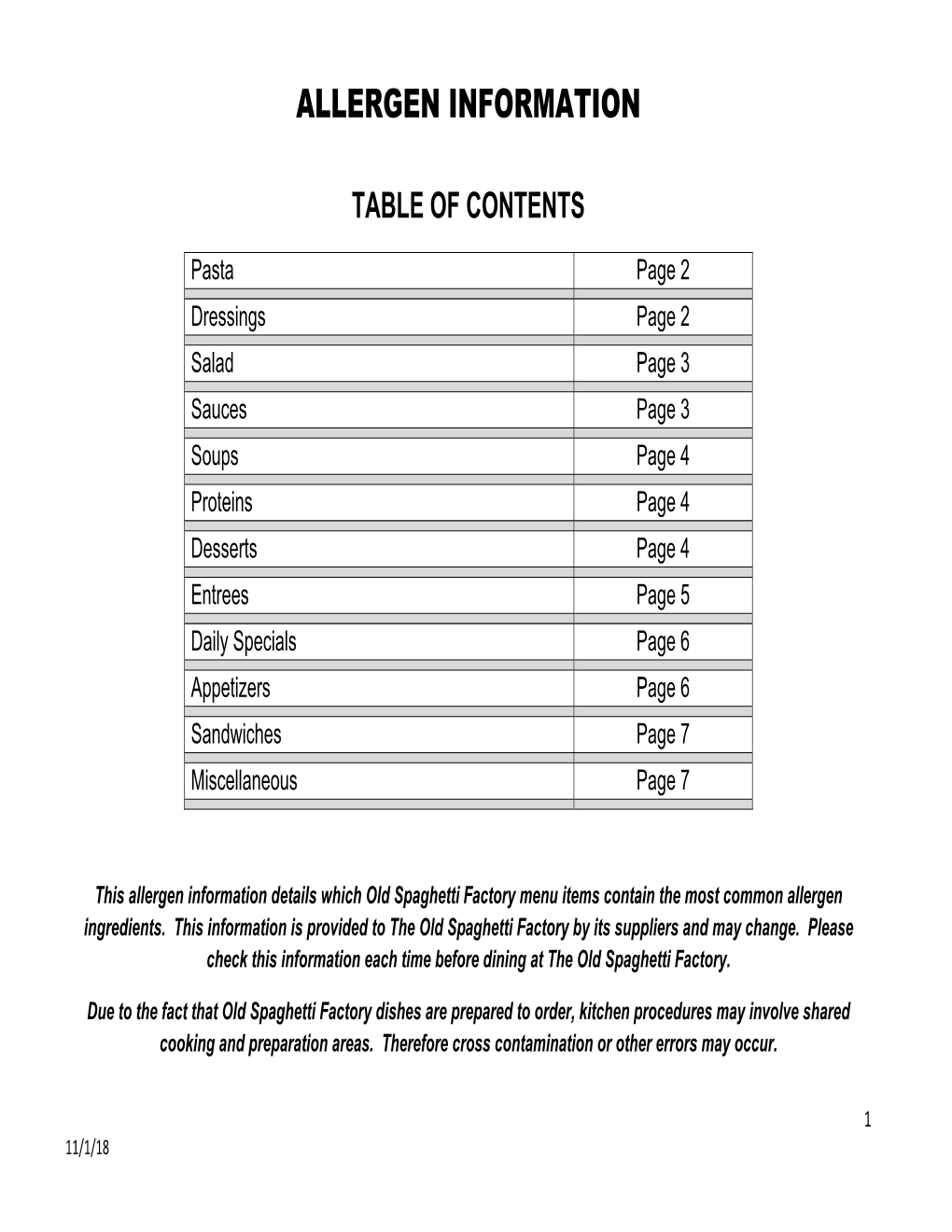 Allergen Information